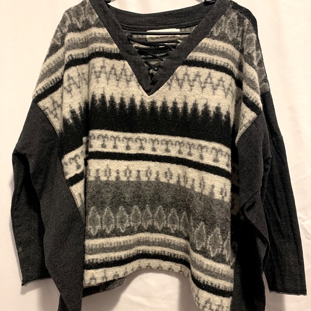 Vintage Havana Over Sized Thick Wool Poncho Size S